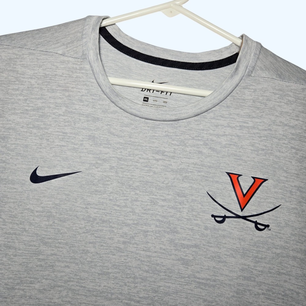 Nike Virginia Cavaliers UVA Dri-FIT Long Sleeve Shirt Gray Mens 4XL 34421X-VR6
